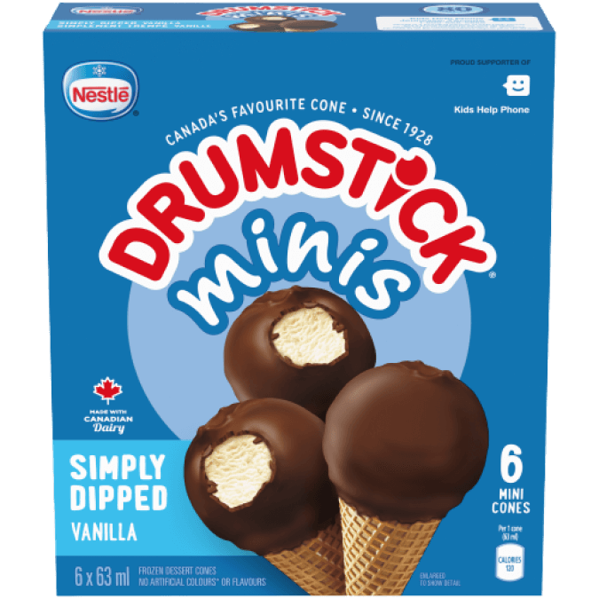 DRUMSTICK Minis Simply Dipped Vanilla Frozen Dessert Cones