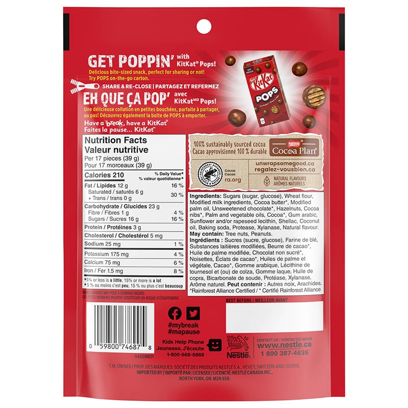 KITKAT POPS™ Hazelnut Pouch 160 g