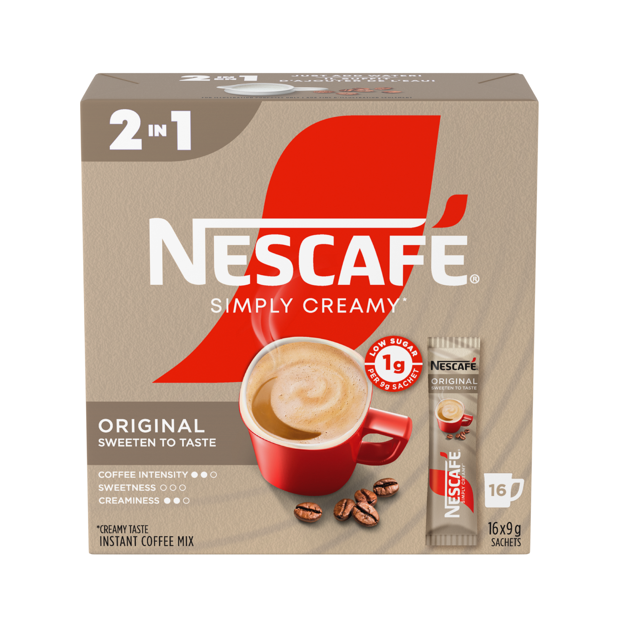 NESCAFÉ Simply Creamy Instant Coffee Mix & Coffee Enhancer 16 x 9 g