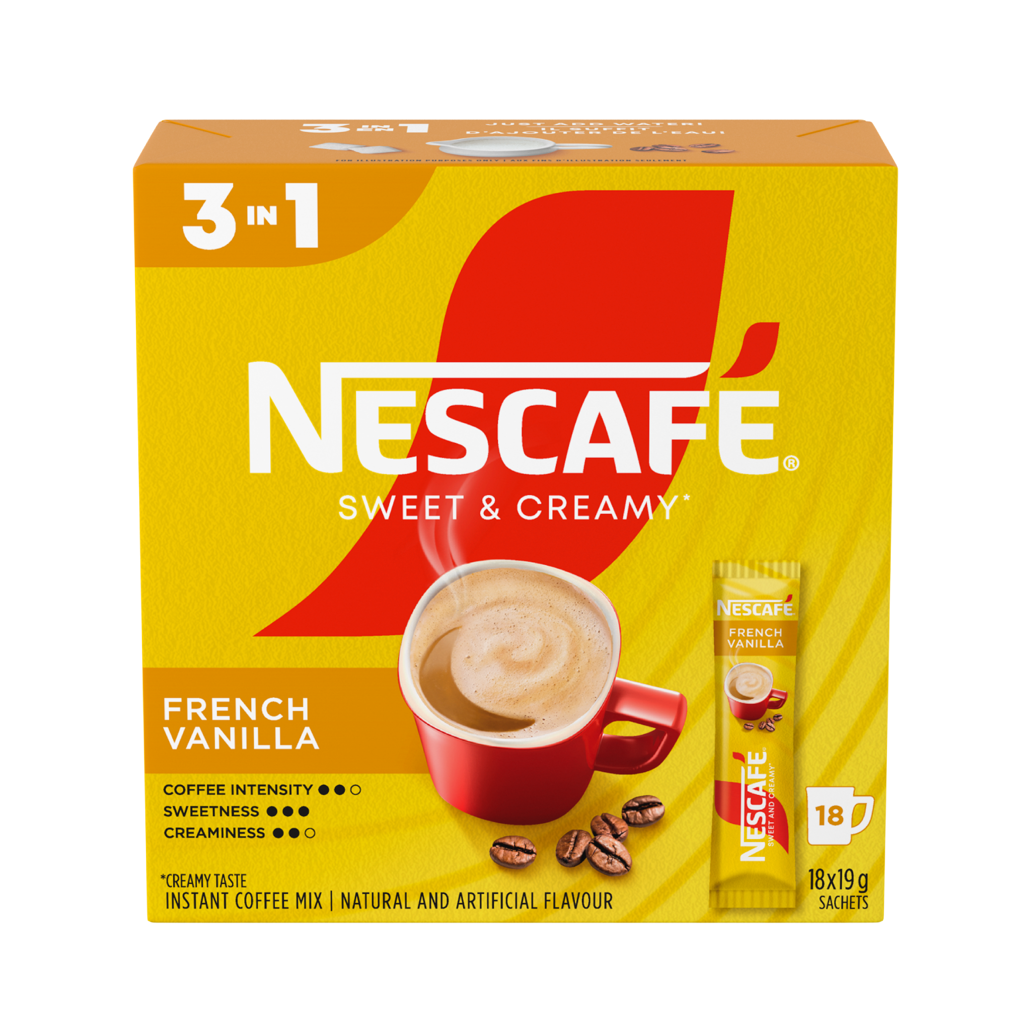 NESCAFÉ Sweet & Creamy French Vanilla Flavoured Instant Coffee Mix 18x19g-Pack