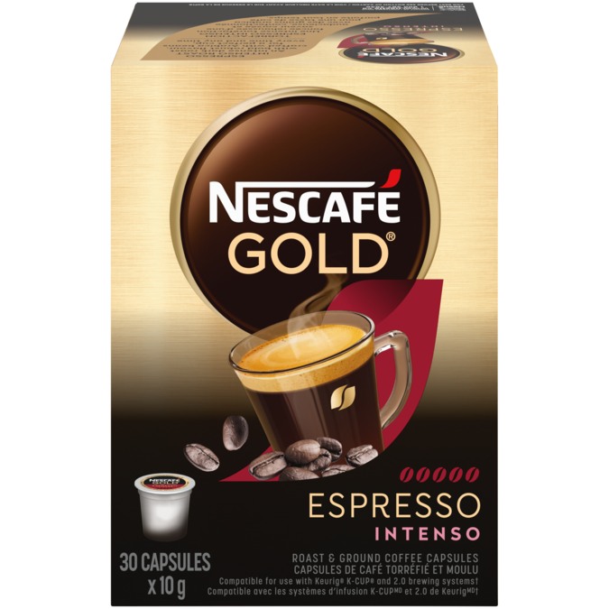 NESCAFÉ GOLD Espresso Intenso, Roast & Ground Coffee Capsules 30 x 10 g