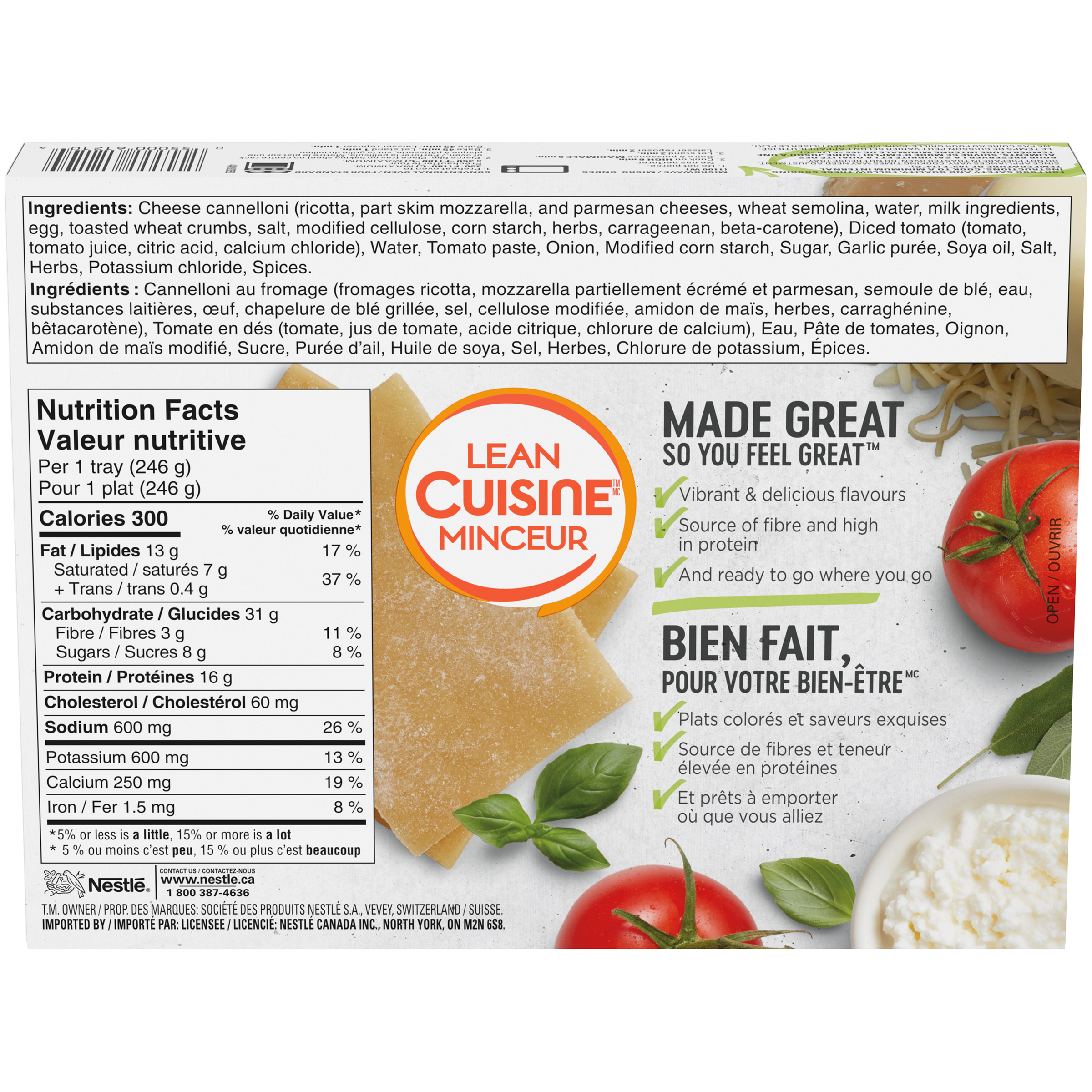 LEAN CUISINE Cheese Cannelloni back