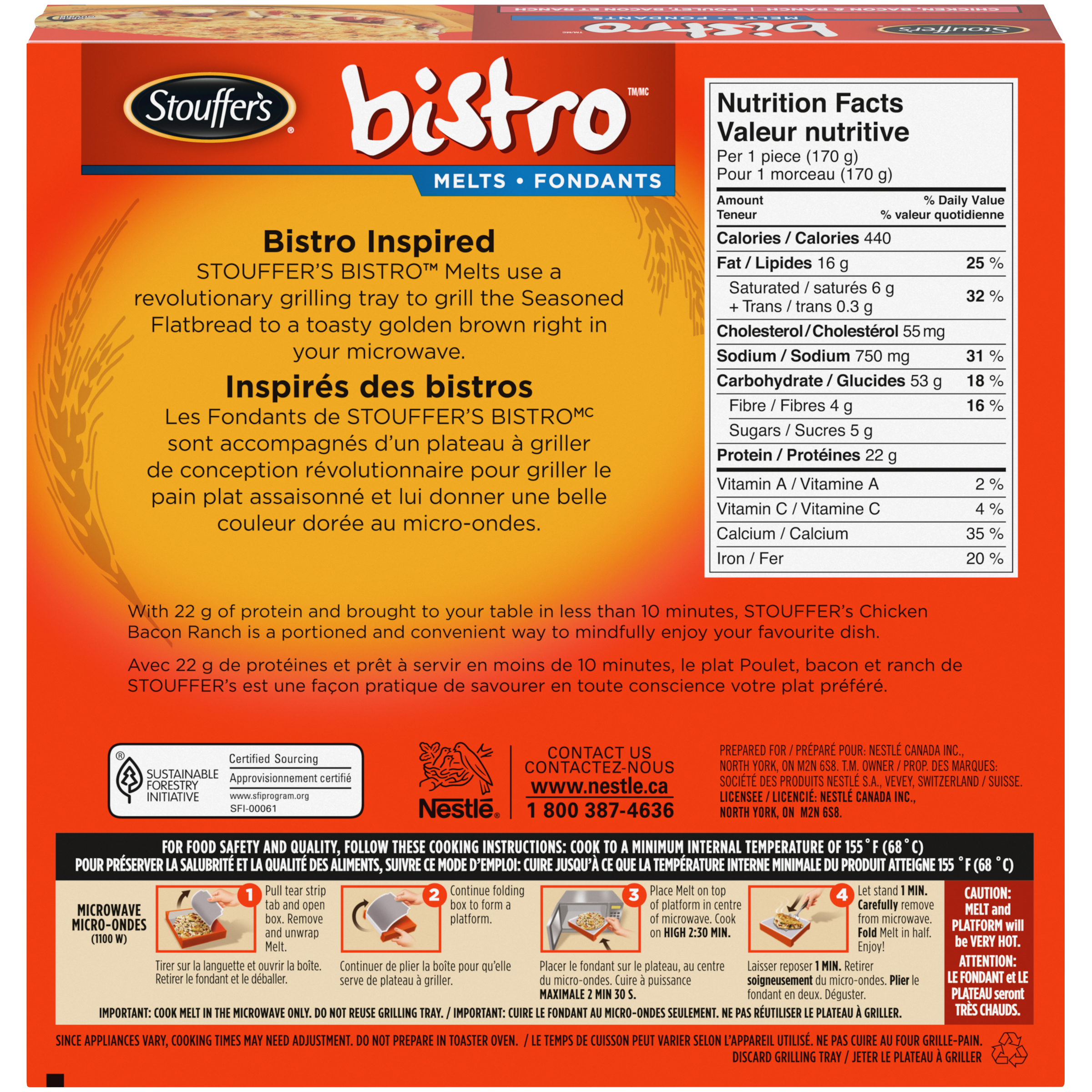 STOUFFER’S® BISTRO™ Melts Chicken Bacon Ranch back