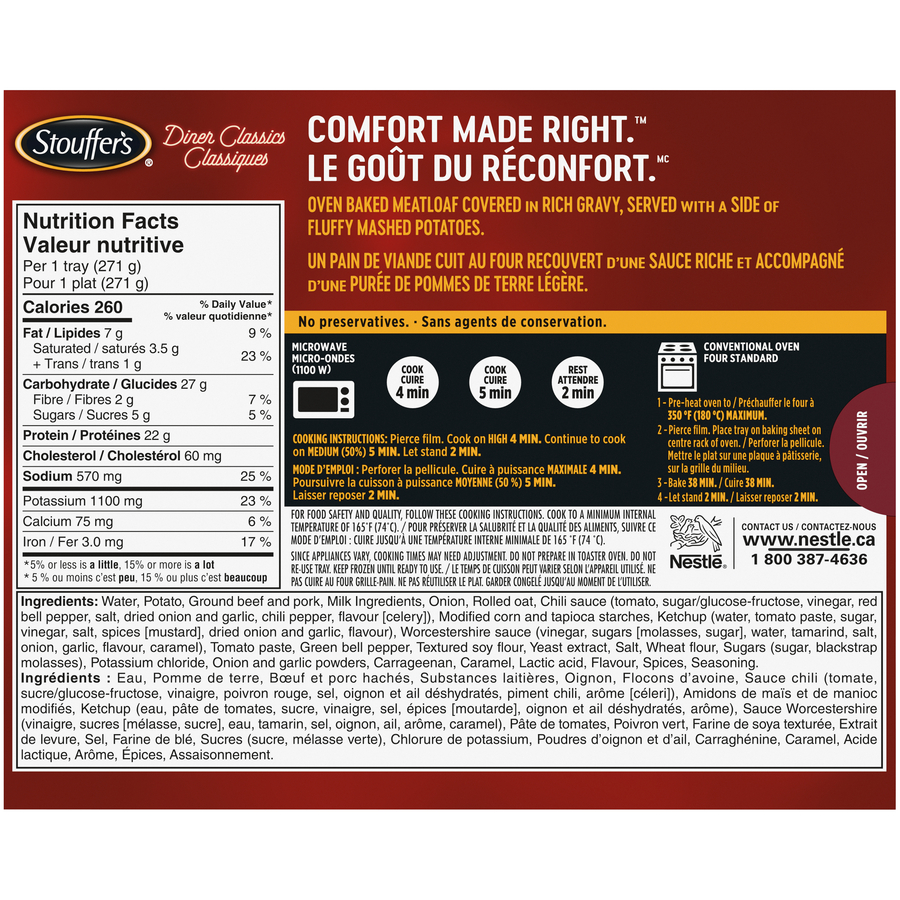 STOUFFER'S Diner Classics Homestyle Meatloaf