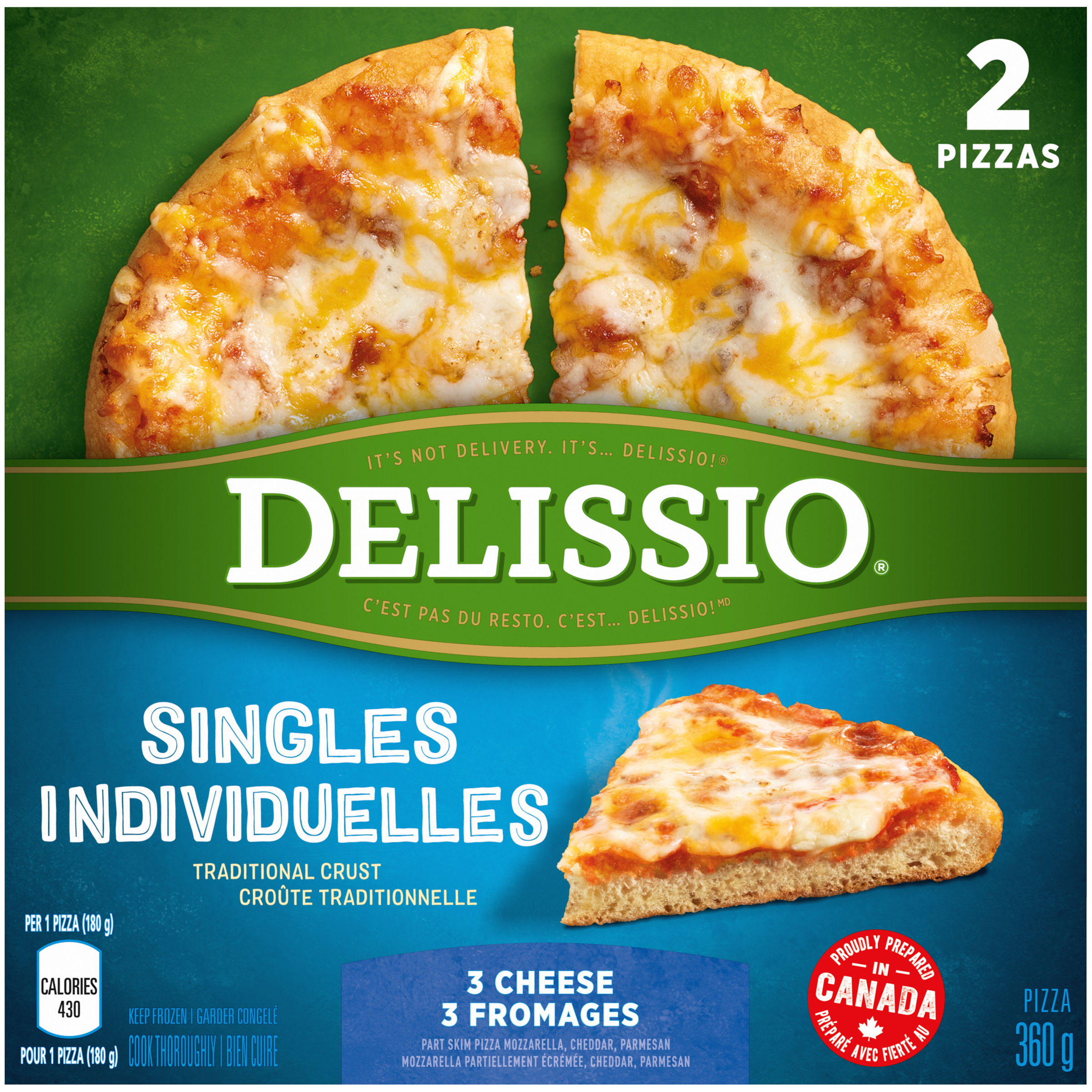 Delissio Singles 3-Cheese Pizzas 2 x 180 g