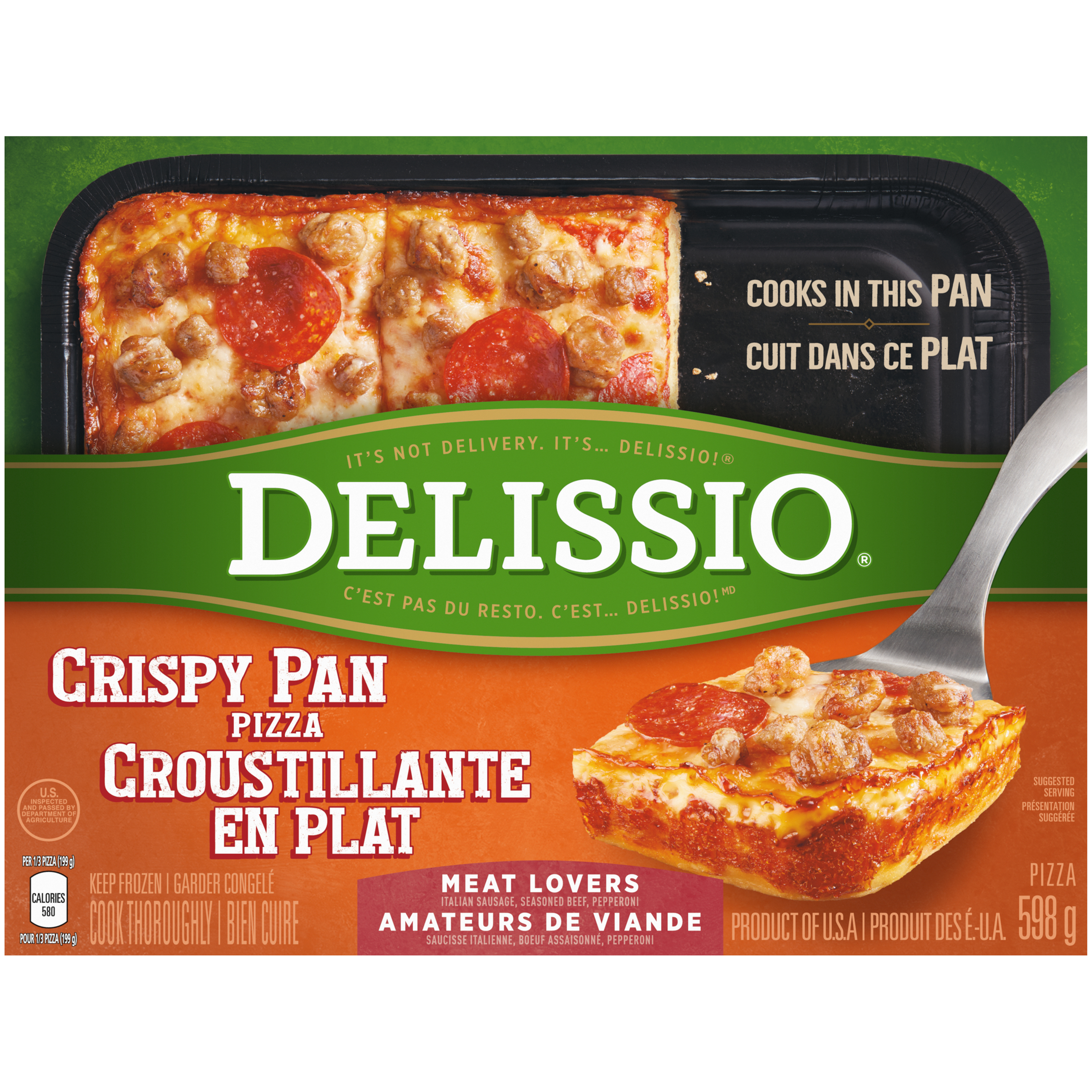 DELISSIO Crispy Pan Meat Lovers Pizza, 598 g
