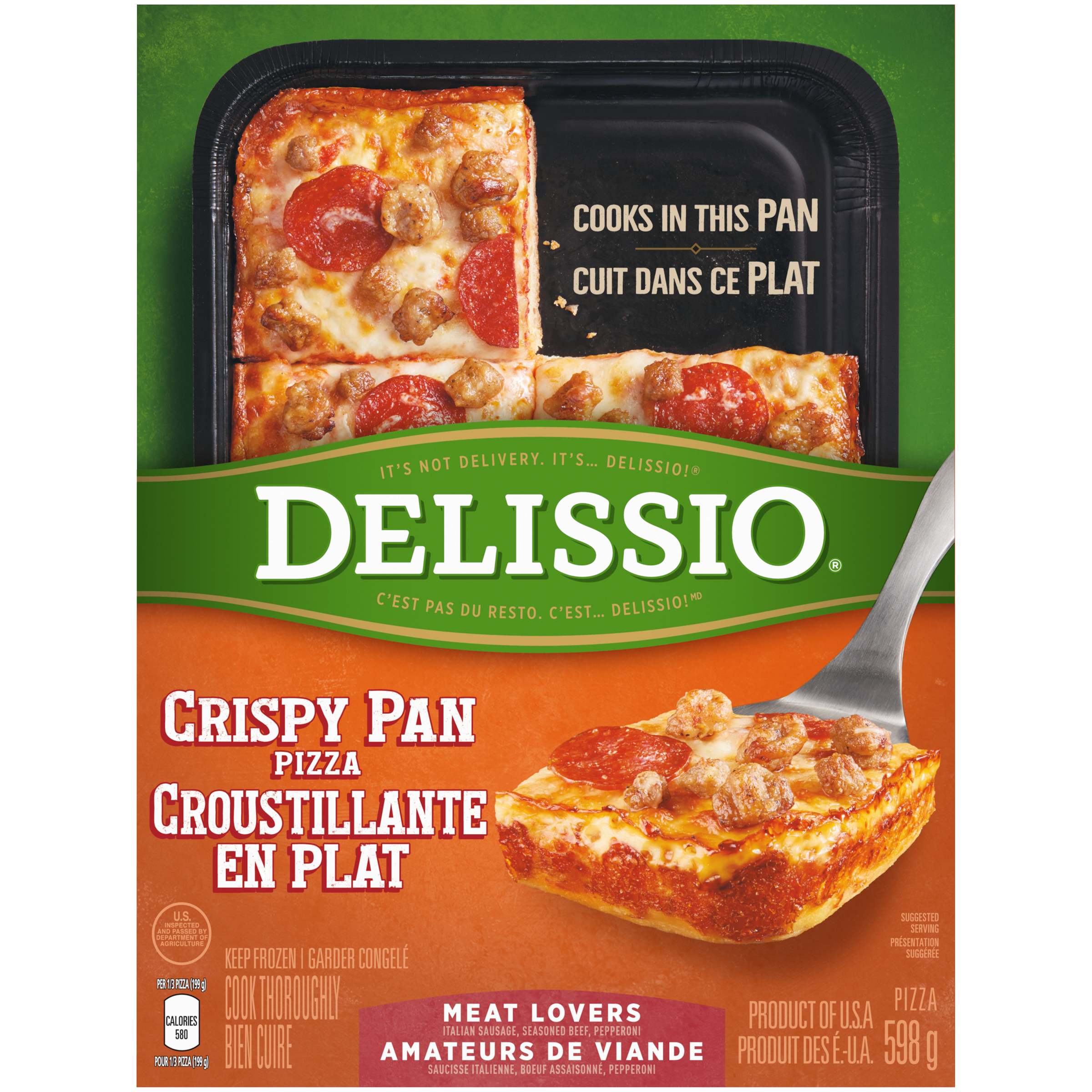 DELISSIO Crispy Pan Meat Lovers Pizza, 598 g