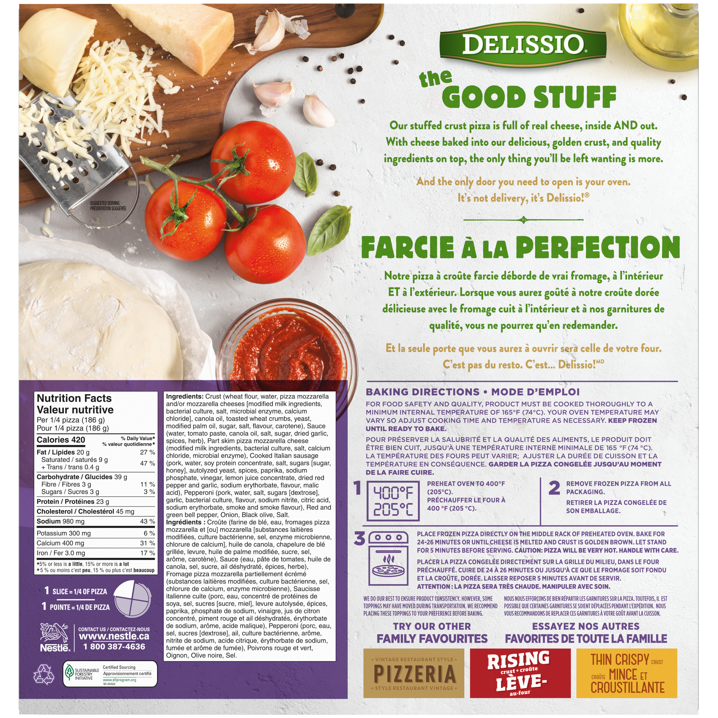 Delissio Stuffed Crust Deluxe Pizza 744 g