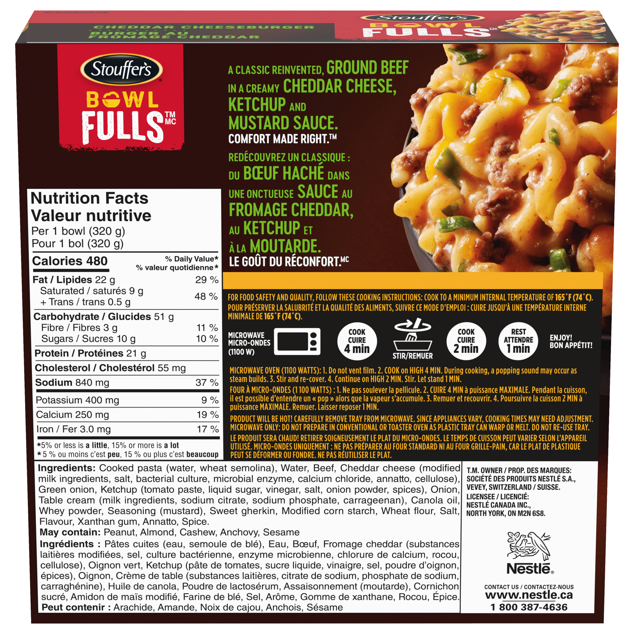STOUFFER'S BowlFULLs Cheddar Cheeseburger 320 g