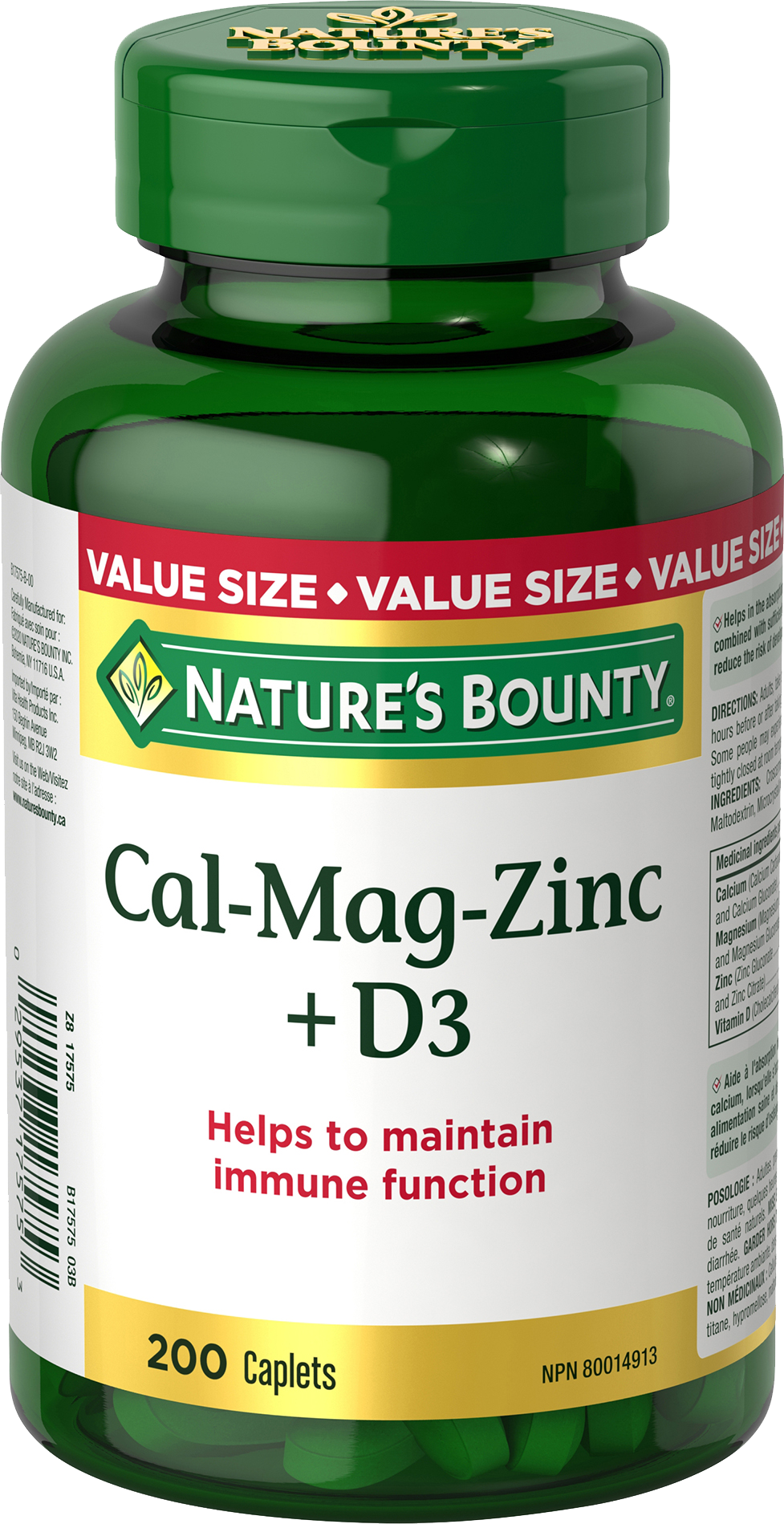 Calcium, Magnesium, Zinc with Vitamin D3 200 caplets