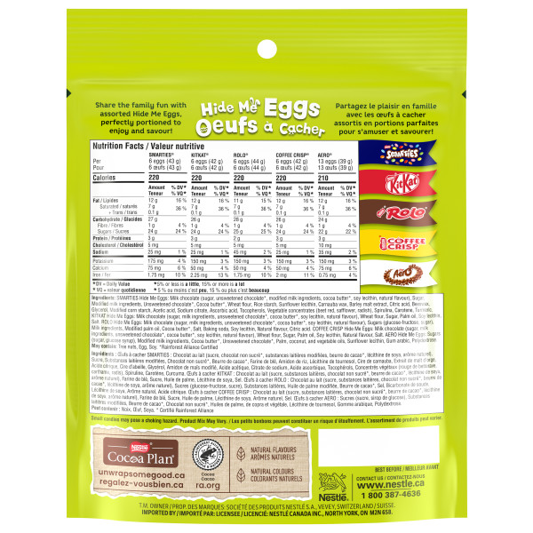 Assorted Eggs Nutritional facts table