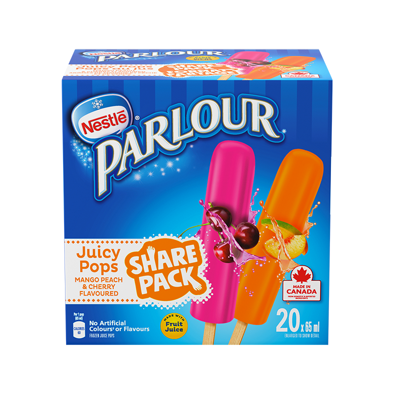 parlour juicy pops mango peach cherry pack