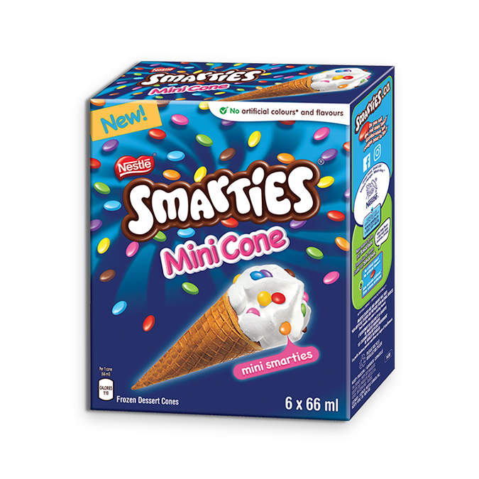 SMARTIES Mini Frozen Desert Cones, Multipack, 6 x 66 ml.