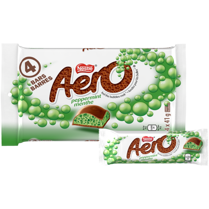 AERO Chocolate Peppermint Bars, multipack, 4 x 41 grams.