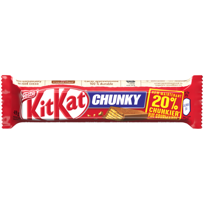 KIT KAT CHUNKY Milk Chocolate Wafer Bar, 49 grams.