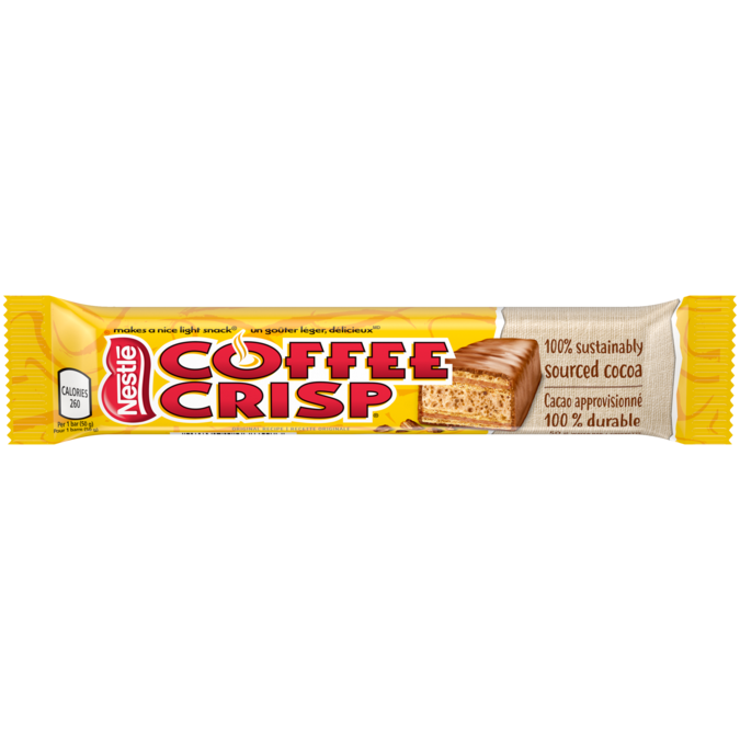 COFFEE CRISP Chocolate Bar, 50 grams.