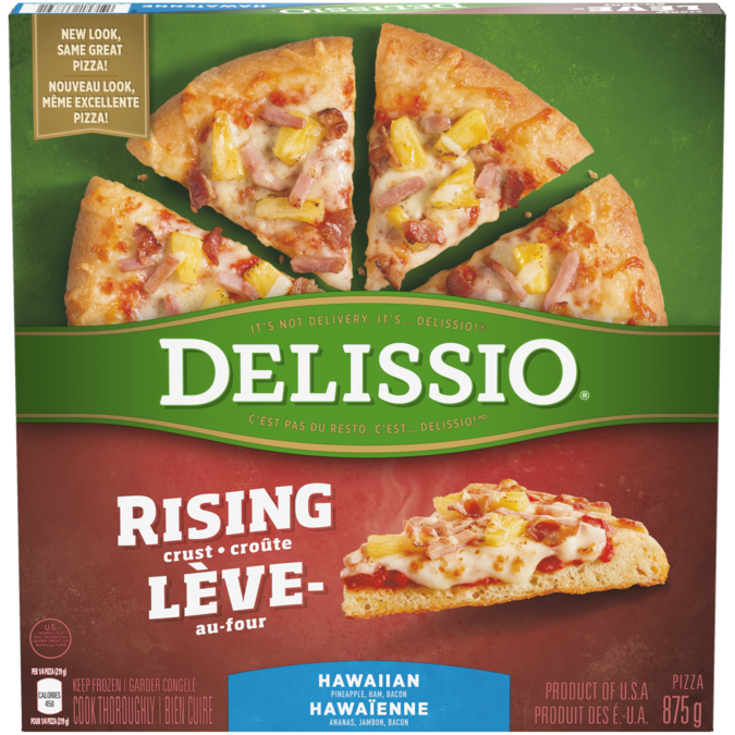 DELISSIO Rising Crust Hawaiian Pizza, 875 grams.