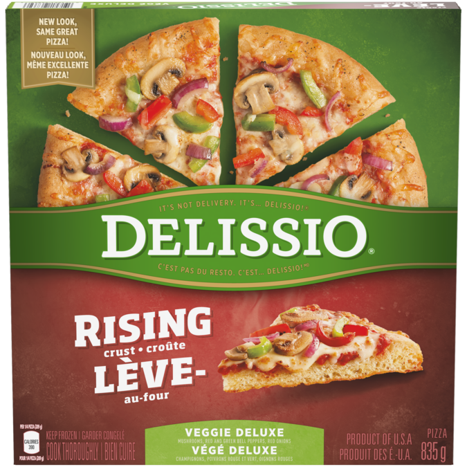 DELISSIO Rising Crust Deluxe Pizza, 835 grams.