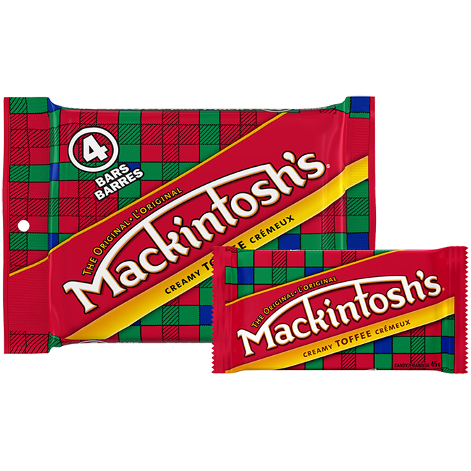 MACKINTOSH Toffee 4 bar multipack, 4 x 25 grams.