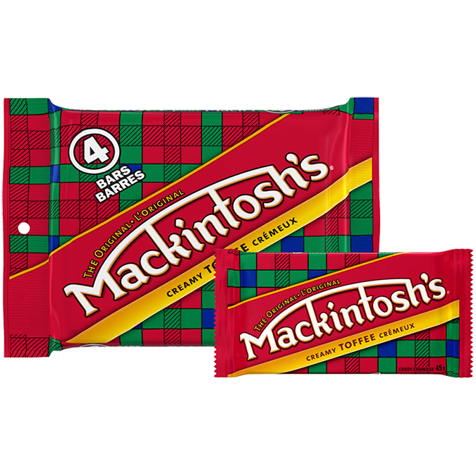 MACKINTOSH Toffee 4 bar multipack, 4 x 25 grams.