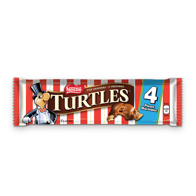 TURTLES 4-piece chocolate bar, 67 grams.