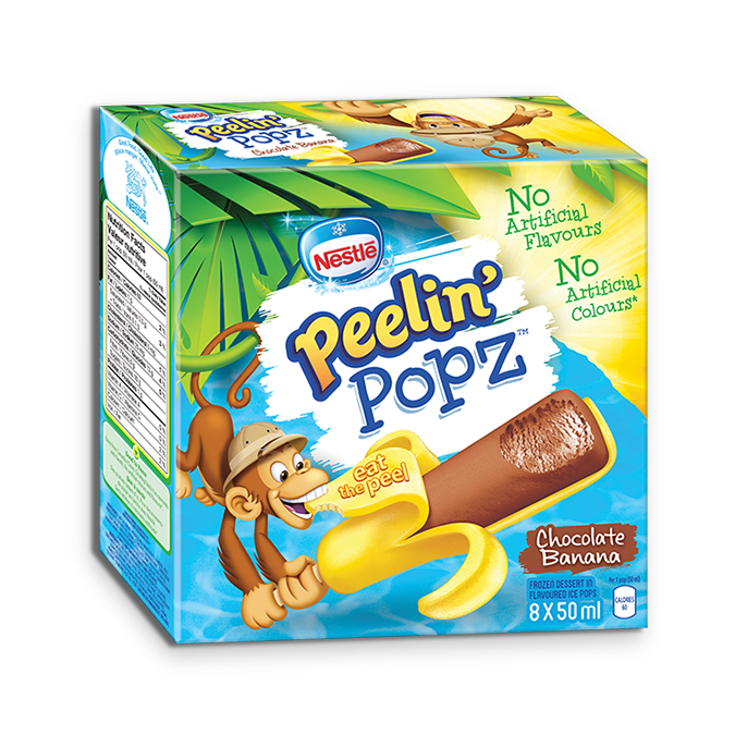 PEELIN' POPZ Chocolate Banana Frozen Ice Pops, Multipack, 8 x 50 ml