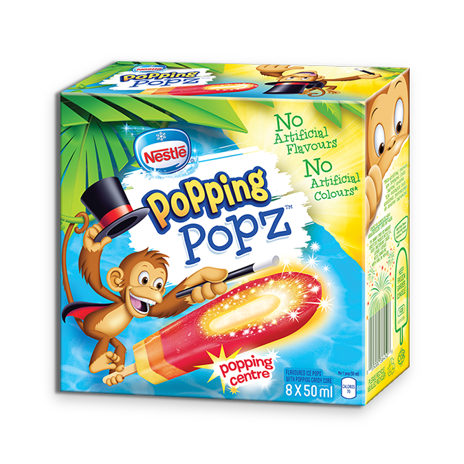 POPPING POPZ Frozen Ice Pops, Multipack, 8 x 50 ml