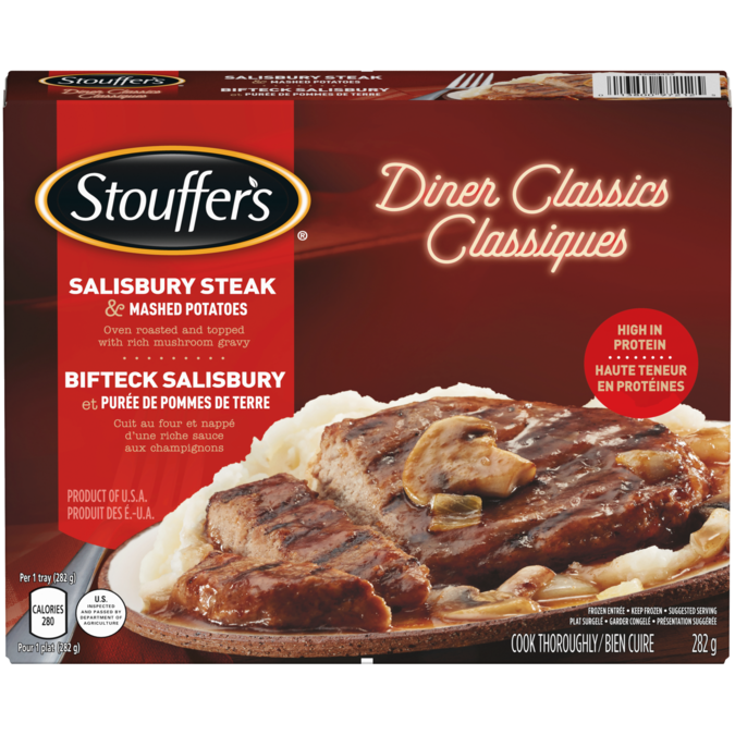 STOUFFERS Diner Classics Salisbury Steak, 282 grams.