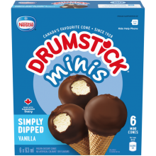DRUMSTICK Minis Simply Dipped Vanilla Frozen Desert Cones, Multipack, 6 x 60ml.
