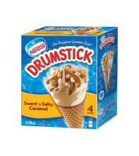 DRUMSTICK Sweet N' Salty Caramel Frozen Desert Cones, Multipack, 4 x 130ml.