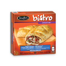 STOUFFERS Bistro Crustini Philly-Style Steak and Cheese, 256 grams.