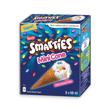 SMARTIES Mini Frozen Desert Cones, Multipack, 6 x 66 ml.