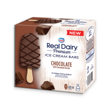 REAL DAIRY Chocolate Ice Cream Bars, 5 x 80 grames.