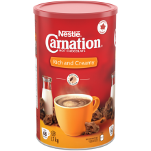 CARNATION Rich and Creamy Hot Chocolate Powder. 1.7 kg makes 68 servings.