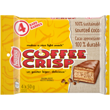 COFFEE CRISP chocolate bar, mulipack, 4 x 50 grams.