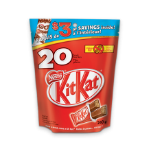 KIT KAT snack sized chocolate bars, pack of 20 bars, 240 grams.