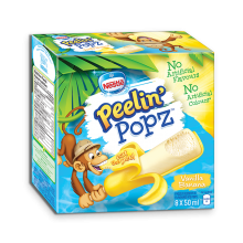 PEELIN' POPZ Vanilla Banana Frozen Ice Pops, Multipack, 8 x 50 ml.