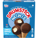 DRUMSTICK Minis Simply Dipped Vanilla Frozen Desert Cones, Multipack, 6 x 60ml.