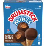 DRUMSTICK Minis Simply Dipped Chocolate Frozen Desert Cones, Multipack, 6 x 63 ml. 