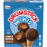 DRUMSTICK Minis Simply Dipped Chocolate Frozen Desert Cones, Multipack, 6 x 63 ml. 
