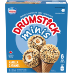 DRUMSTICK Minis Vanilla Caramel Frozen Desert Cones, Multipack, 6 x 63 ml.