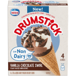 DRUMSTICK Vanilla Chocolate Swirl Non-dairy Frozen Dessert Cones, 4 x 120ml cones.