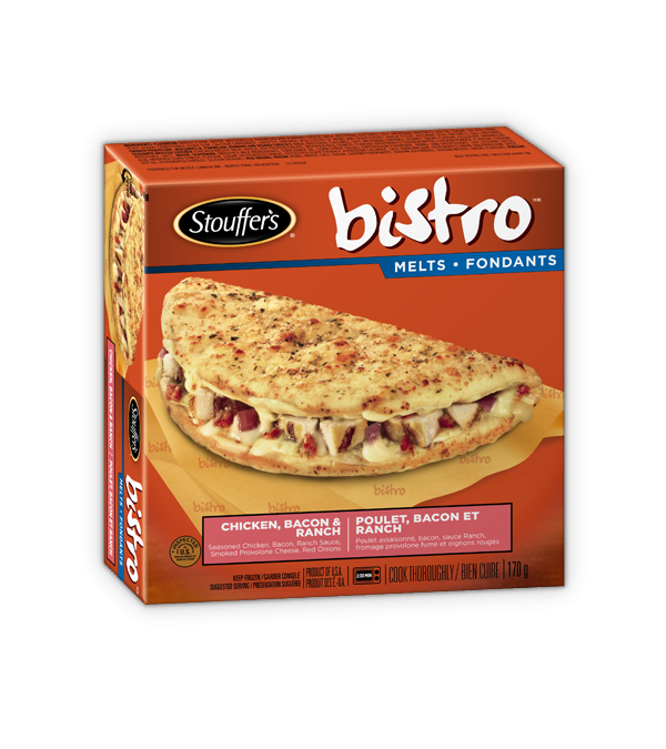 Title text placeholder STOUFFER'S BISTRO Melts Chicken, Bacon & Ranch, 170 grams.