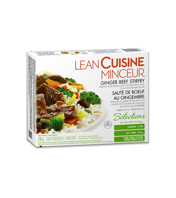 Title text placeholder LEAN CUISINE Ginger Beef Stirfry, 230 grams.