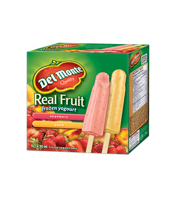 Title text placeholder DEL MONTE Strawberry & Peach Frozen Yogourt Bars, 12 x 50 ml