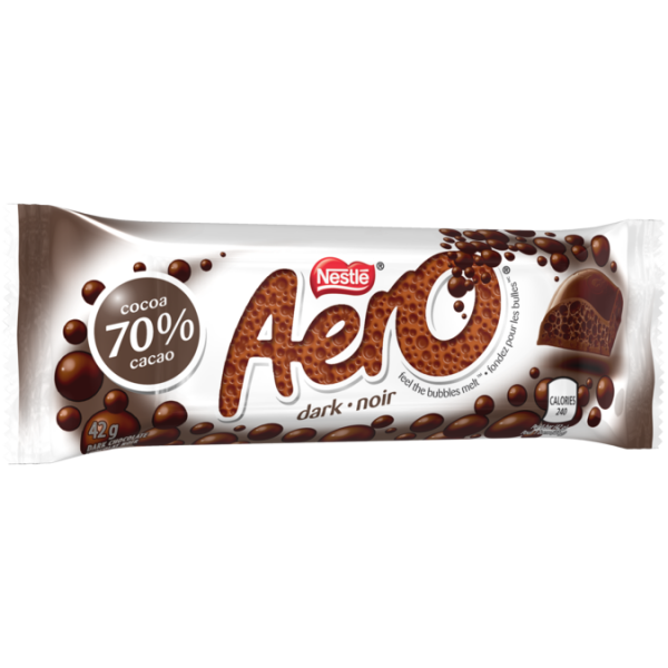 Title text placeholder Tablette de chocolat noir AERO 70% de cacao, 42 grammes.