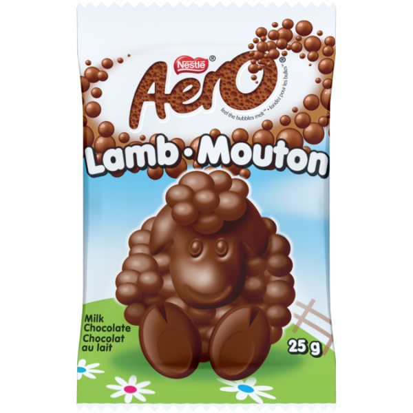 Title text placeholder AERO Lamb Shaped Milk Chocolate Bar, 25 grams.