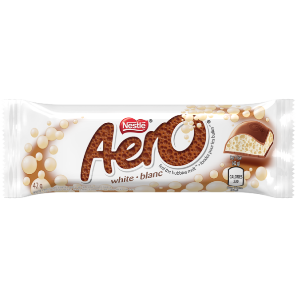 Title text placeholder AERO White Chocolate Bar, 42 grams.