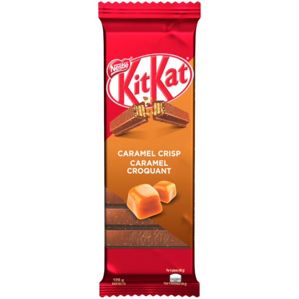 Title text placeholder KIT KAT Chocolate Caramel Crisp, 120 grammes.