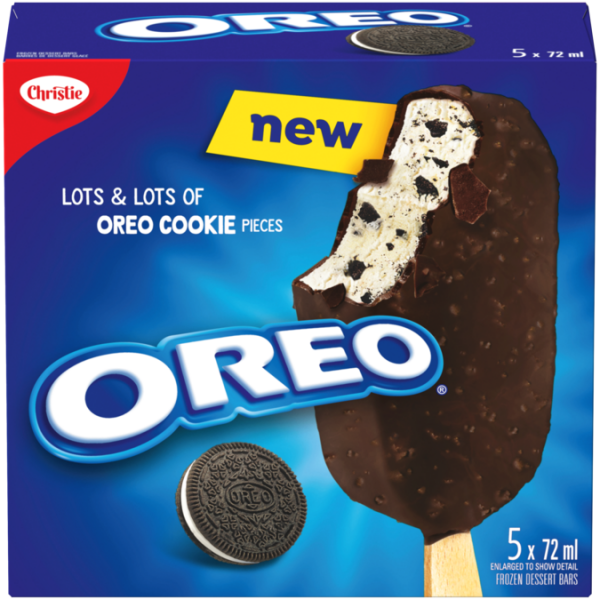 Title text placeholder CHRISTIE OREO Frozen Dessert Bars, 5 x 72 ml